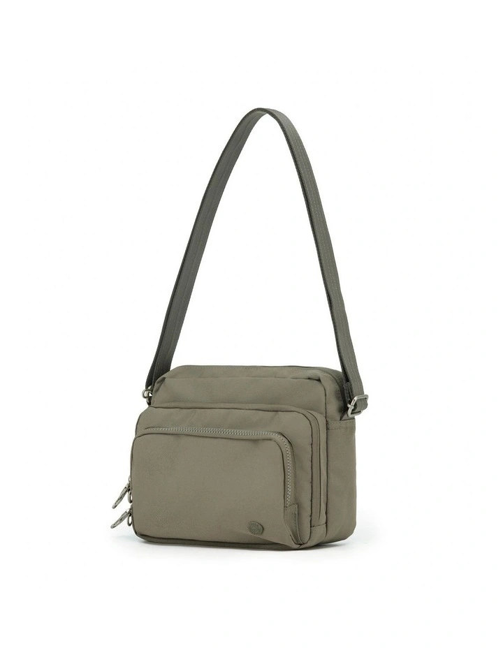 Anti-Theft Shoulder Bag with Triple Front Pockets - Taupe image 1