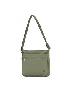 Anti-Theft Square Large Shoulder Bag with Handle - Khaki