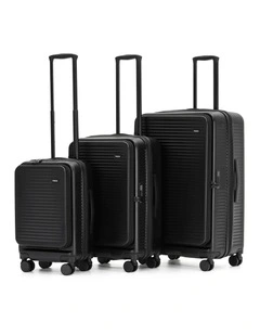 Zen Front Opening Hard Suitcase 3 Piece Set in Black