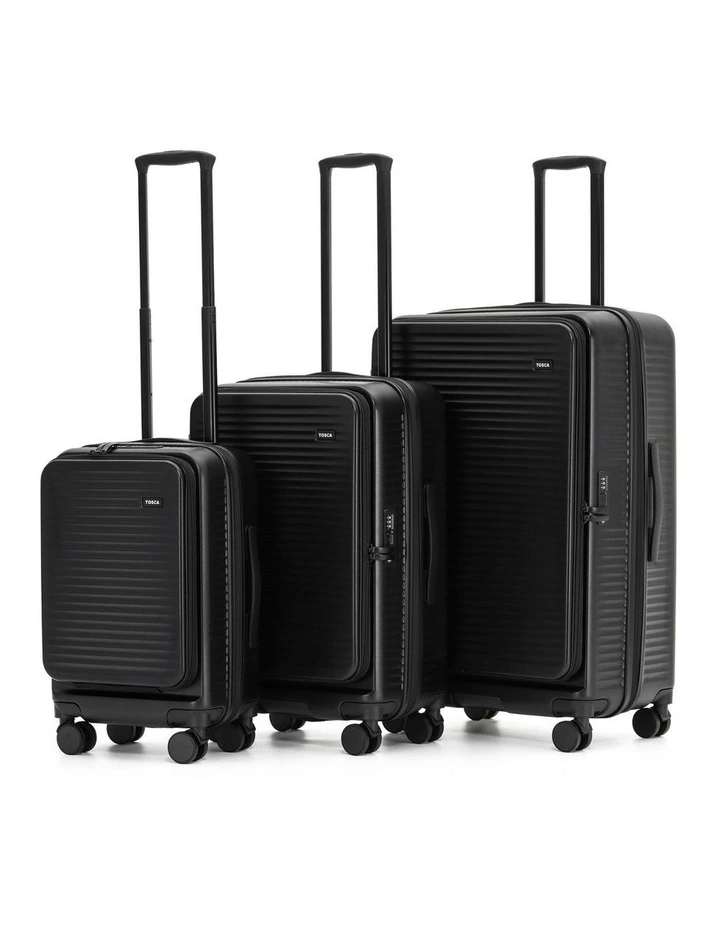 Zen Front Opening Hard Suitcase 3 Piece Set in Black image 1