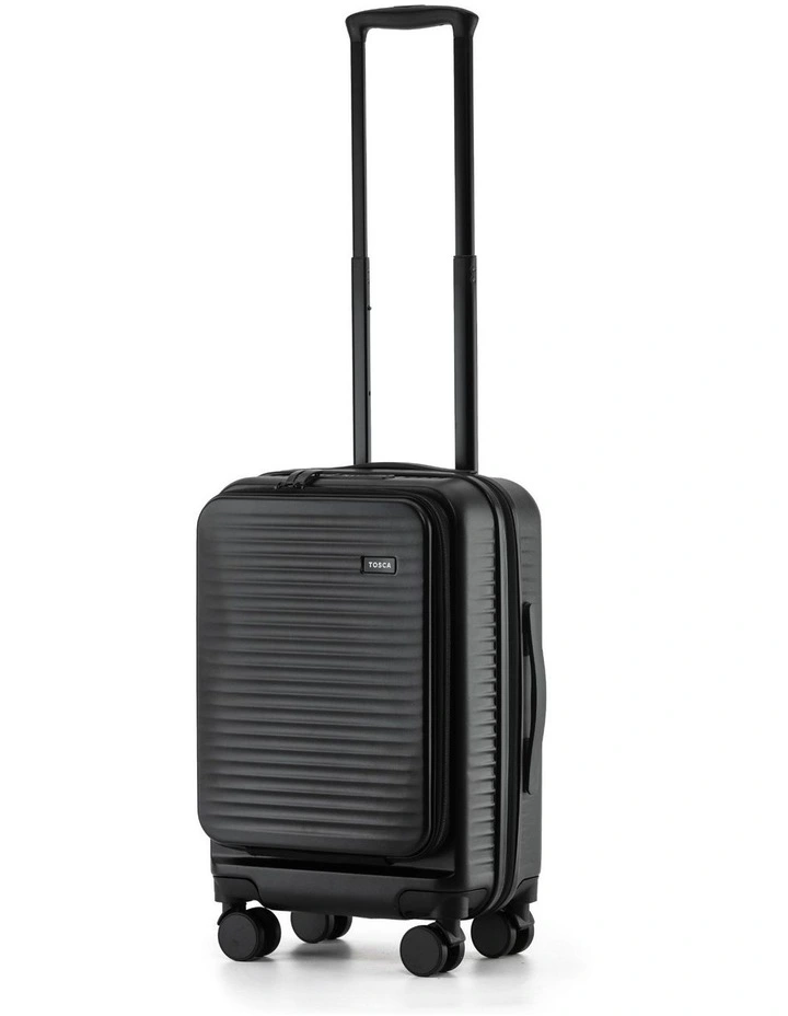 Zen 53cm Small Front Opening Hard Suitcase Carry On in Black image 1