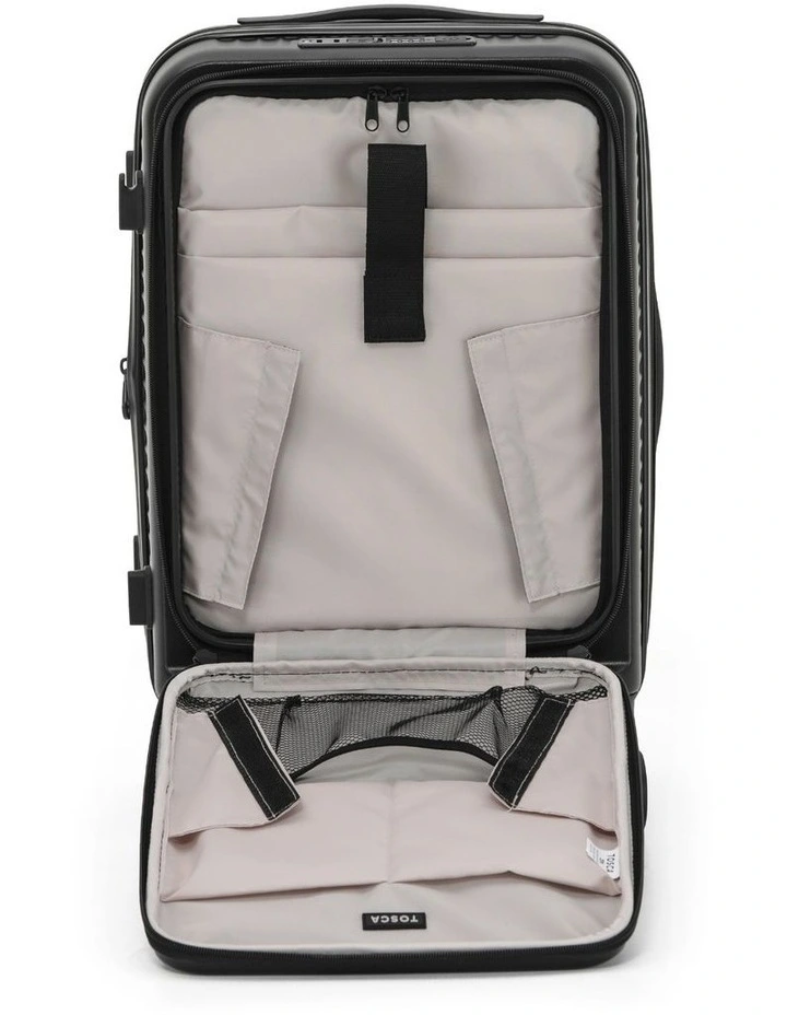 Zen 53cm Small Front Opening Hard Suitcase Carry On in Black image 2