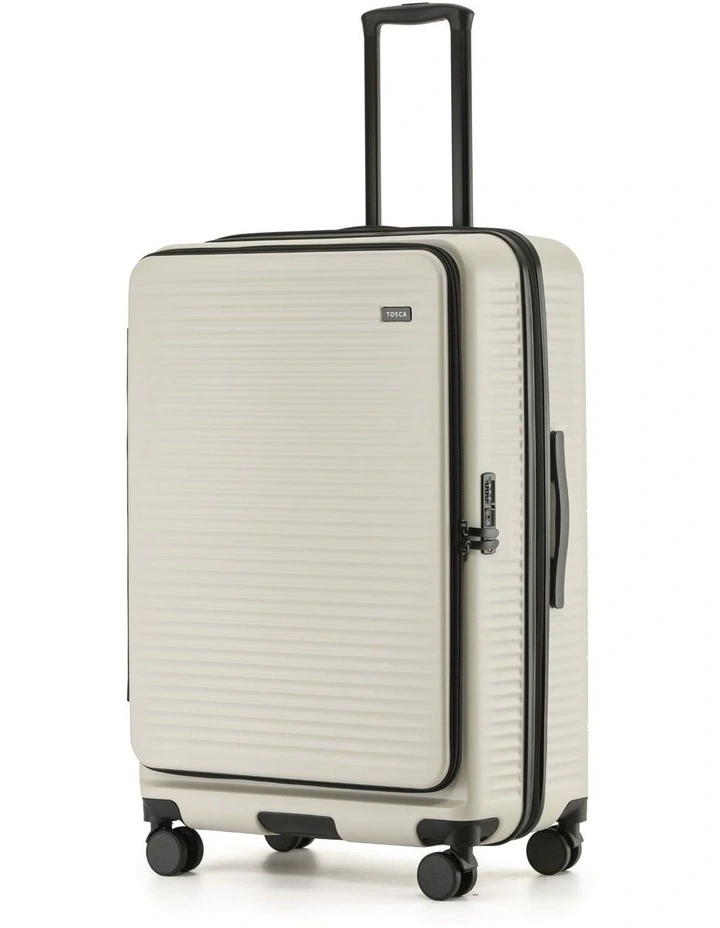Zen 77cm Large Front Opening Hard Suitcase in Stone image 1