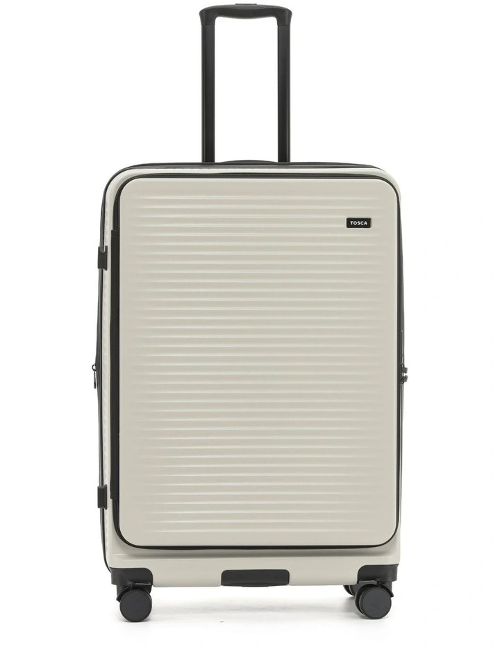 Zen 77cm Large Front Opening Hard Suitcase in Stone image 5