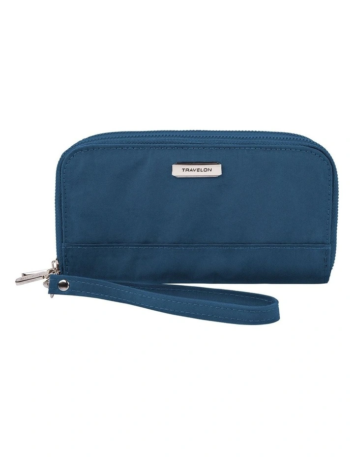 RFID Blocking Double Zip Clutch Wallet in Ocean image 1