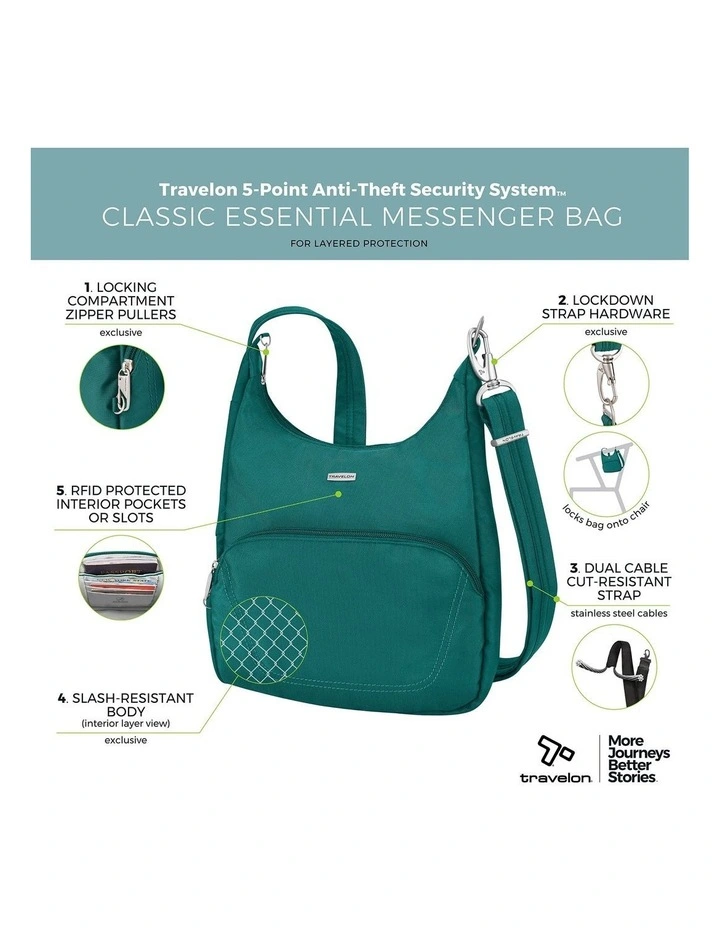 Classic Anti-Theft Essential Messenger Bag in Spruce image 7