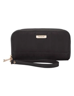 RFID Blocking Double Zip Clutch Wallet in Black