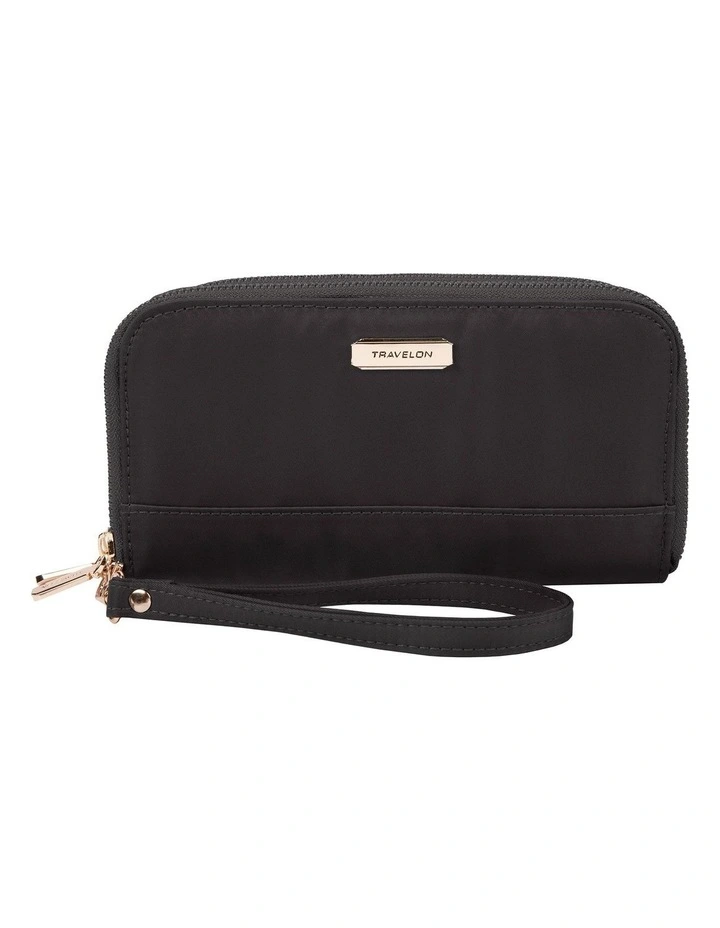 RFID Blocking Double Zip Clutch Wallet in Black image 1