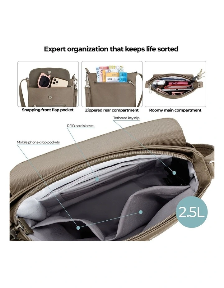 Classic Anti-Theft Mini Shoulder Bag in Nutmeg image 4