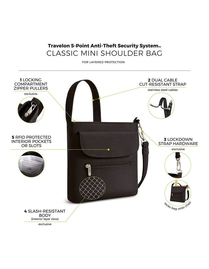 Classic Anti-Theft Mini Shoulder Bag in Nutmeg image 7