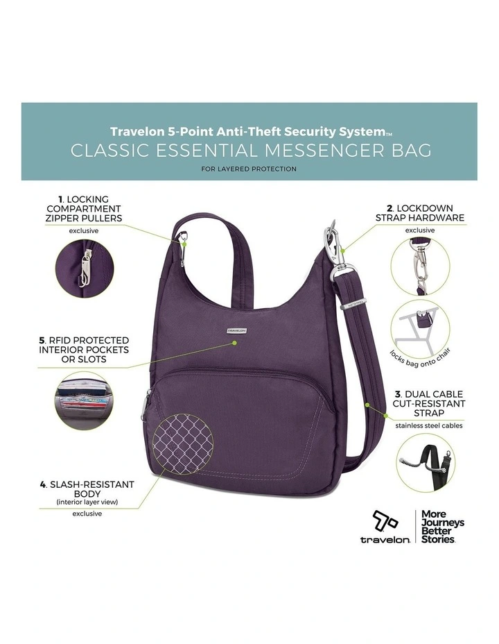 Classic Anti-Theft Essential Messenger Bag in Purple image 7