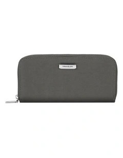 RFID Blocking Single Zip Wallet in Smoke