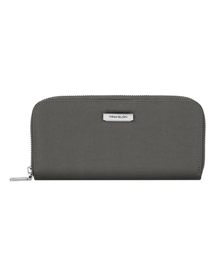 RFID Blocking Single Zip Wallet in Smoke image 1