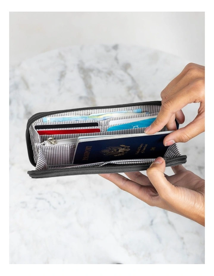 RFID Blocking Single Zip Wallet in Smoke image 3