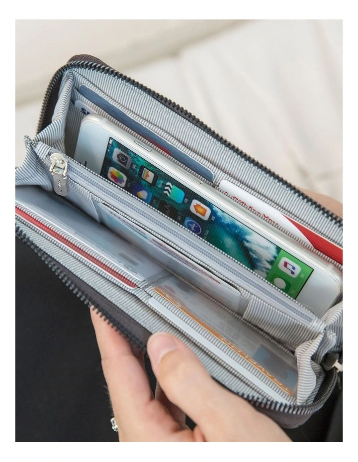RFID Blocking Single Zip Wallet in Smoke image 5