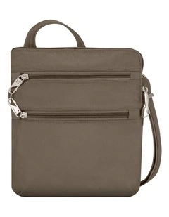 Classic Anti-Theft Slim Double Zip Crossbody Bag in Nutmeg