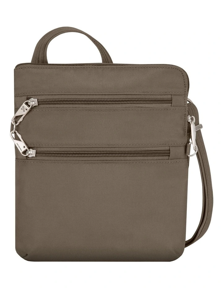 Classic Anti-Theft Slim Double Zip Crossbody Bag in Nutmeg image 1