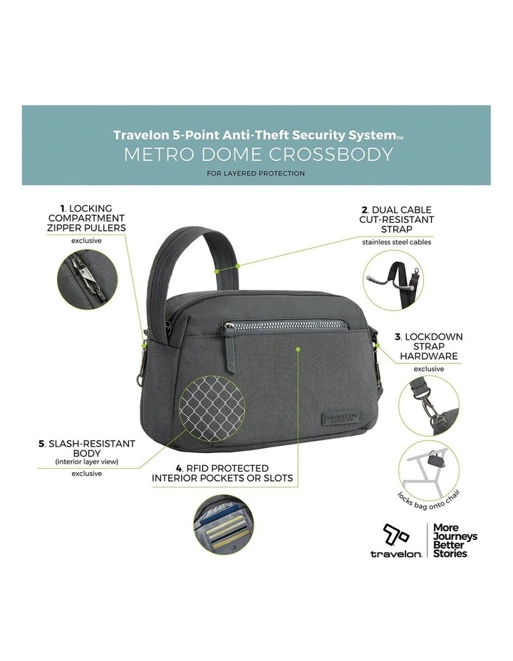 Metro Anti-Theft Dome Crossbody Bag in Gray Heather image 7