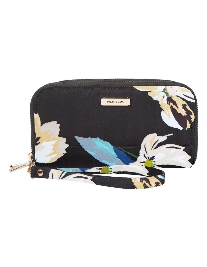 RFID Blocking Double Zip Clutch Wallet in Midnight Floral image 1