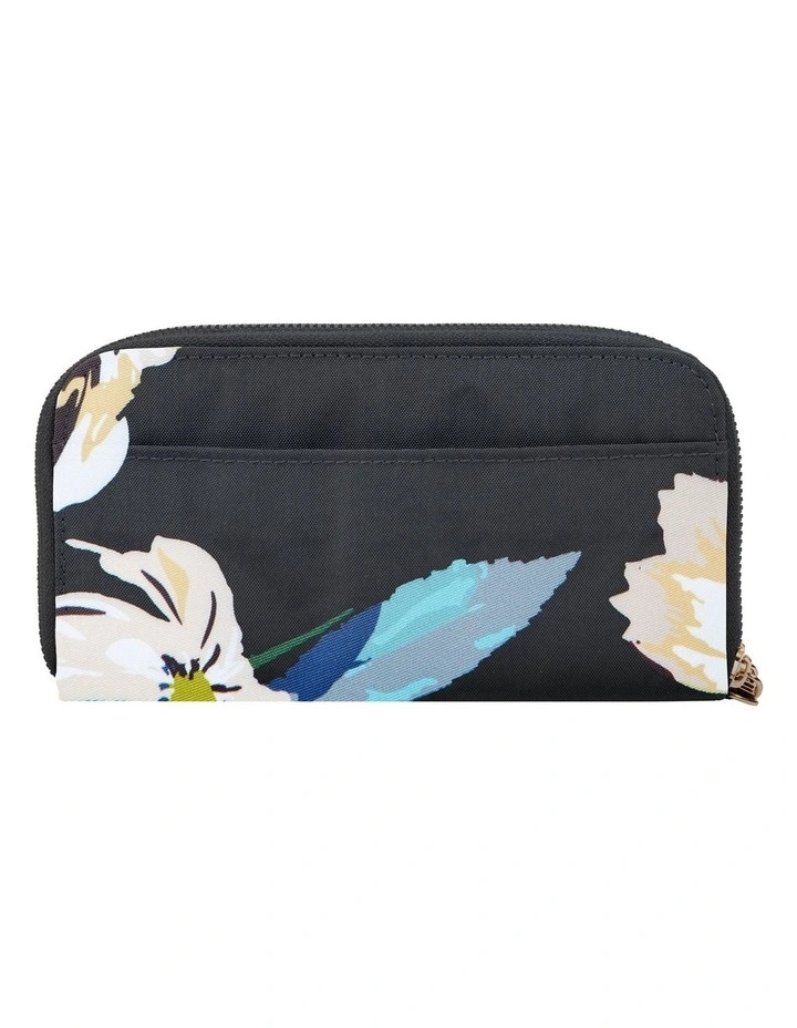 RFID Blocking Double Zip Clutch Wallet in Midnight Floral image 2