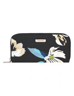 RFID Blocking Single Zip Wallet in Midnight Floral
