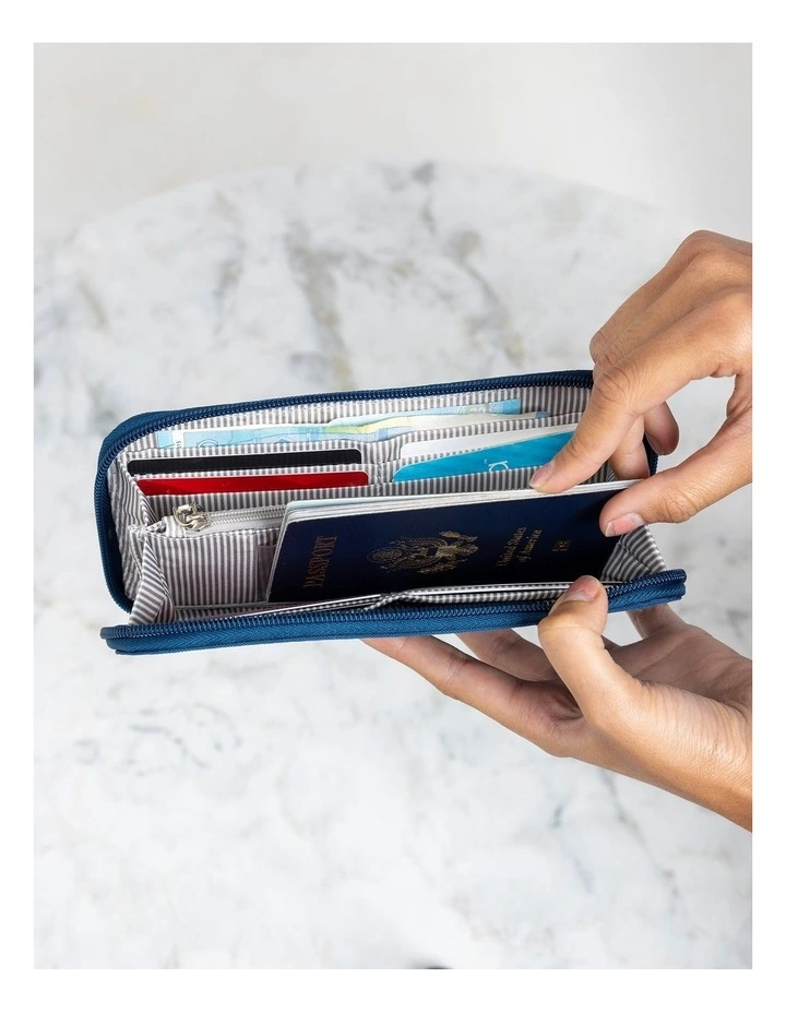 RFID Blocking Single Zip Wallet in Ocean image 3