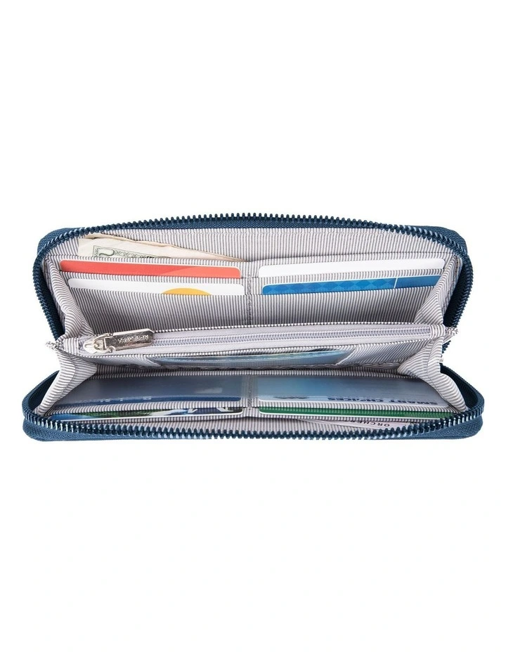 RFID Blocking Single Zip Wallet in Ocean image 4