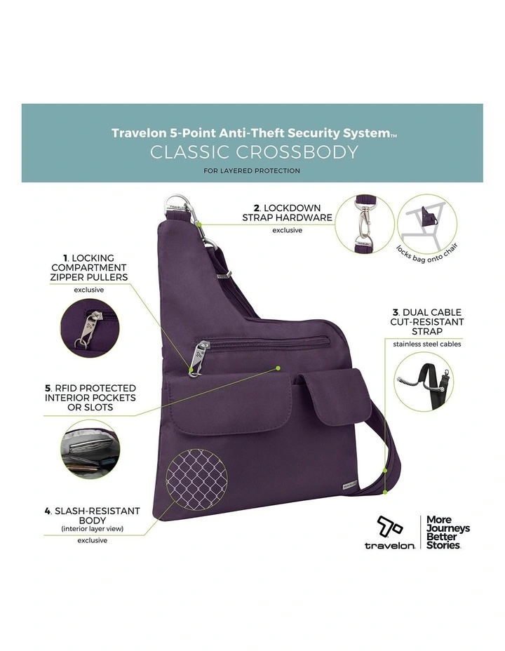 Classic Anti-Theft Crossbody Bag in Purple image 7