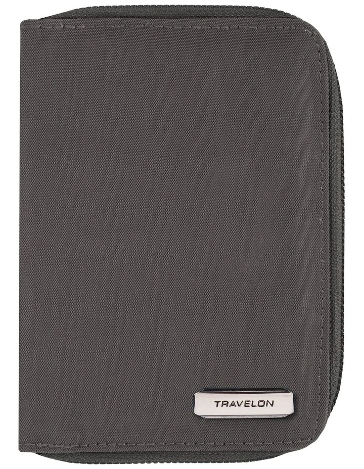 RFID Blocking Passport Zip Wallet in Smoke image 1