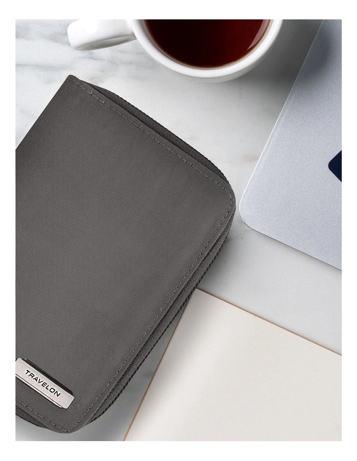 RFID Blocking Passport Zip Wallet in Smoke image 5