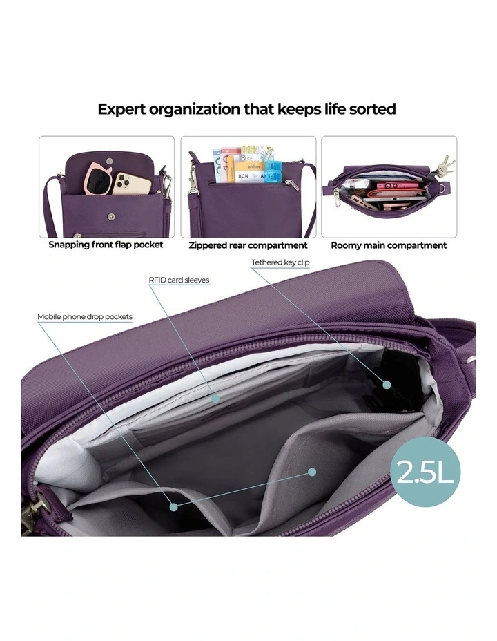 Classic Anti-Theft Mini Shoulder Bag in Purple image 4
