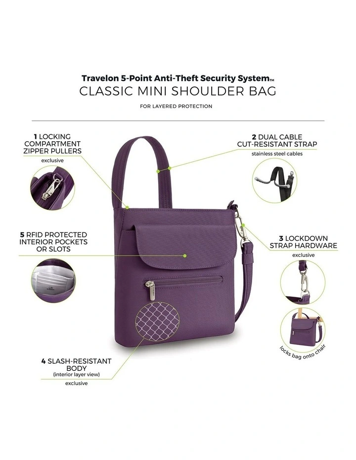 Classic Anti-Theft Mini Shoulder Bag in Purple image 7
