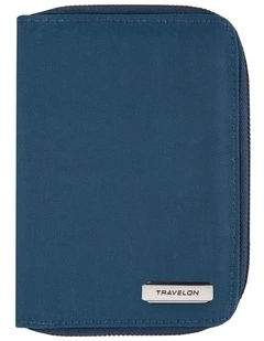 RFID Blocking Passport Zip Wallet in Ocean