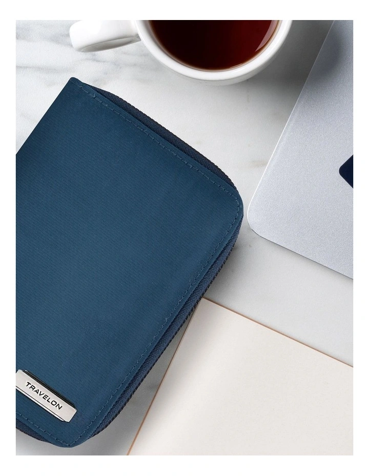 RFID Blocking Passport Zip Wallet in Ocean image 5