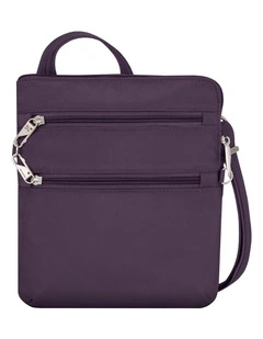 Classic Anti-Theft Slim Double Zip Crossbody Bag in Purple