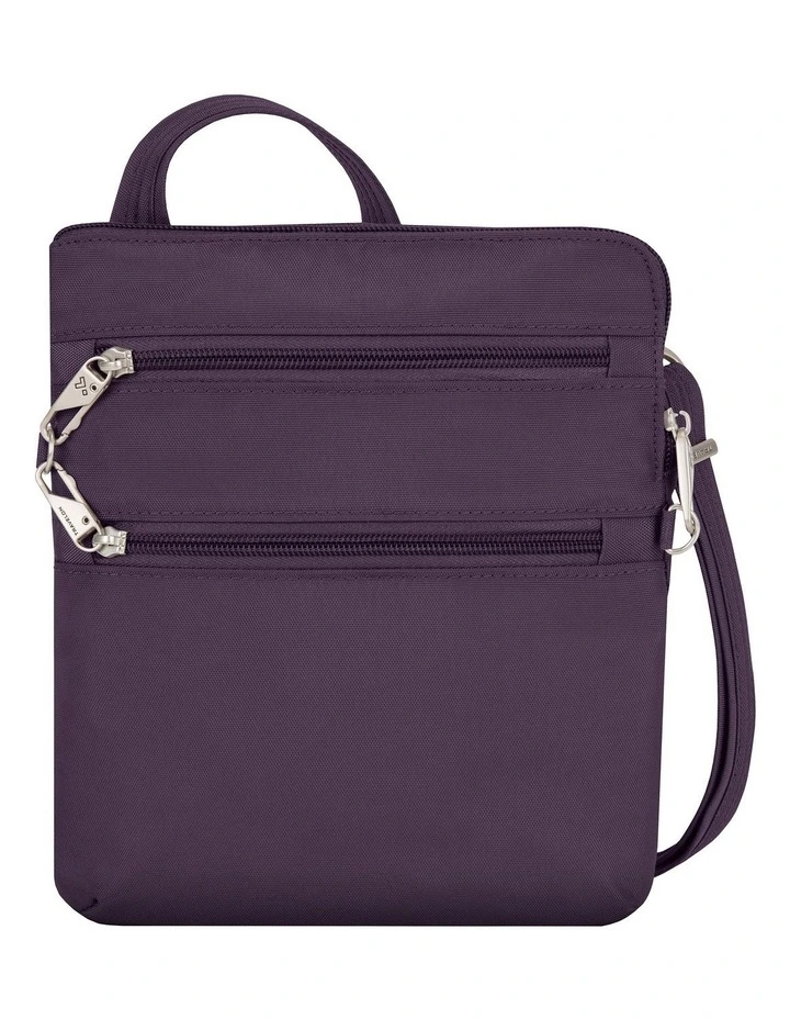 Classic Anti-Theft Slim Double Zip Crossbody Bag in Purple image 1