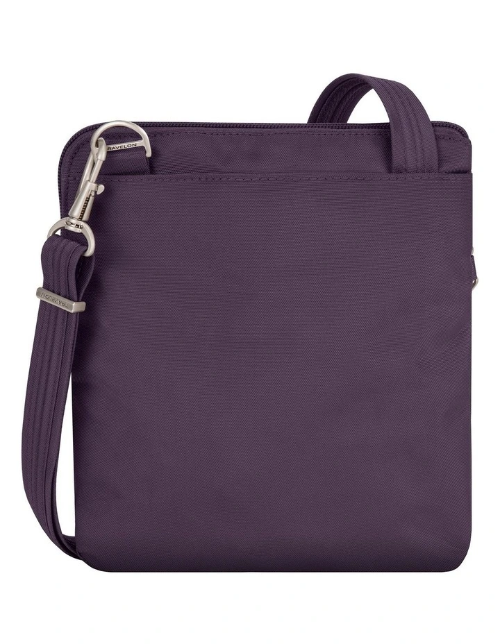 Classic Anti-Theft Slim Double Zip Crossbody Bag in Purple image 2