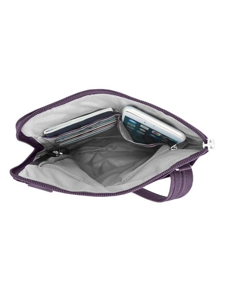 Classic Anti-Theft Slim Double Zip Crossbody Bag in Purple image 4