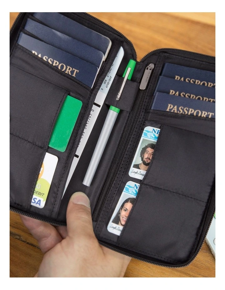 RFID Blocking Multi-Passport Holder in Black image 3