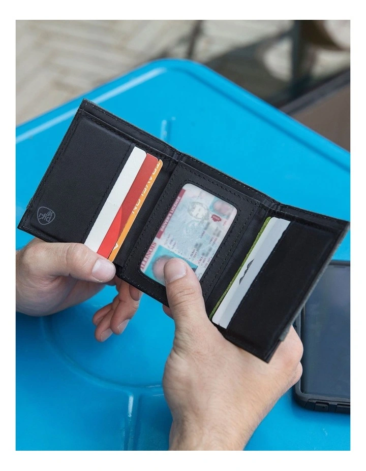 RFID Blocking Trifold Wallet in Black image 3