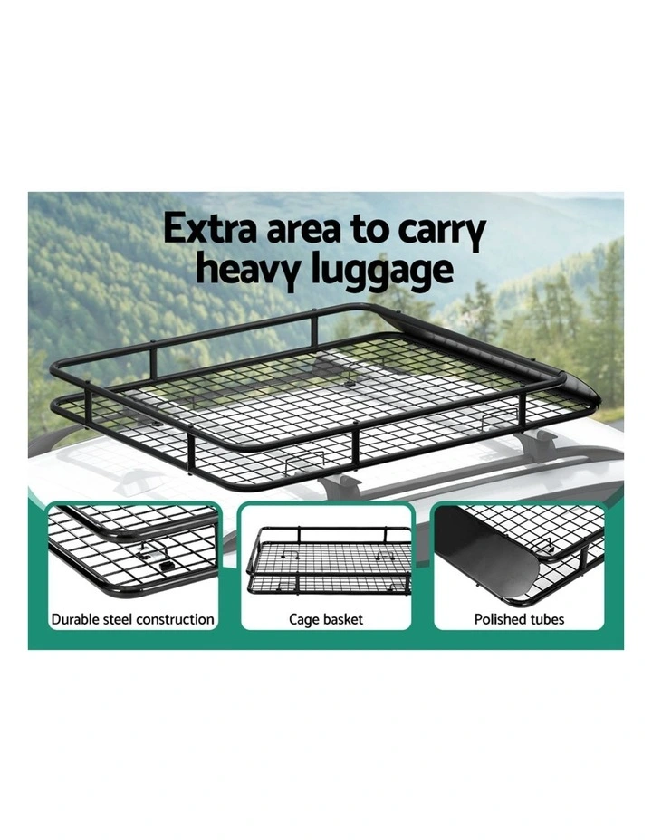 Universal Car Roof Rack Basket Luggage Vehicle Cargo Carrier 123cm Black image 5
