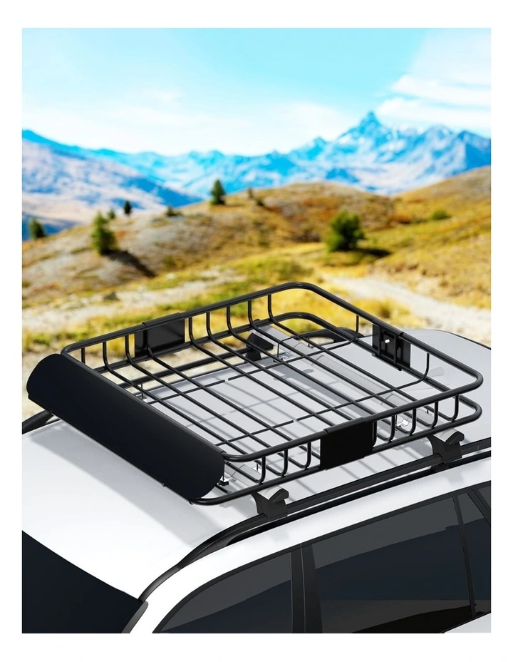 Universal Car Roof Rack Basket Luggage Vehicle Cargo Carrier 111cm in Black image 3