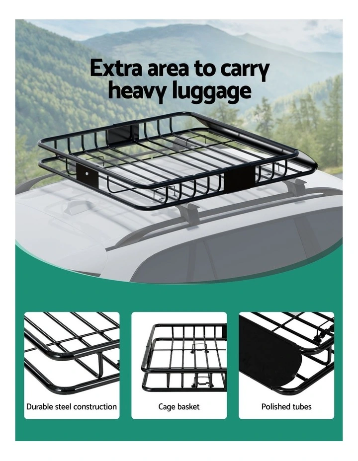 Universal Car Roof Rack Basket Luggage Vehicle Cargo Carrier 111cm in Black image 5
