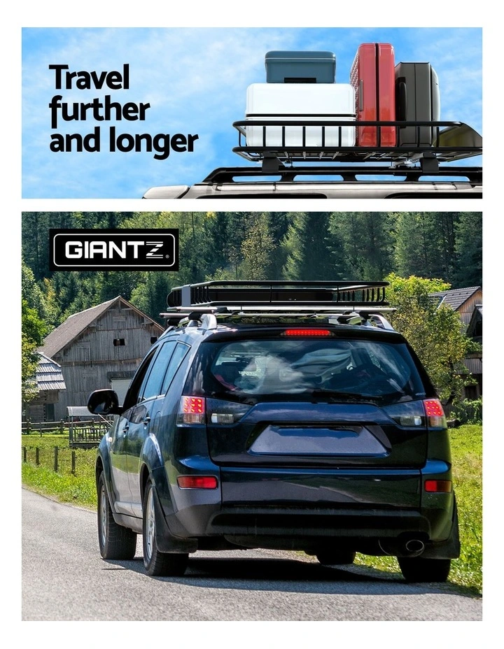 Universal Car Roof Rack Basket Luggage Vehicle Cargo Carrier 111cm in Black image 7