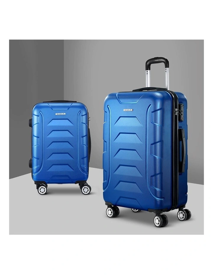 TSA Hard Case Lightweight Luggage Trolley Travel Suitcase Set of 2 Blue image 2