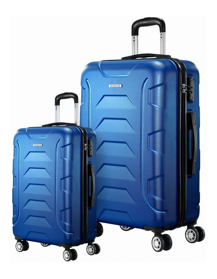 TSA Hard Case Lightweight Luggage Trolley Travel Suitcase Set of 2 Blue image 3