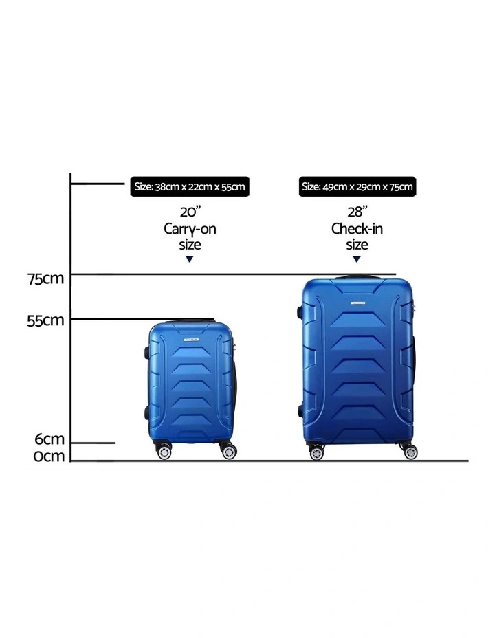 TSA Hard Case Lightweight Luggage Trolley Travel Suitcase Set of 2 Blue image 4