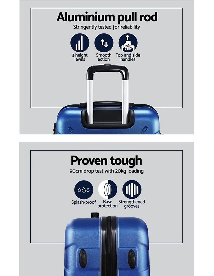 TSA Hard Case Lightweight Luggage Trolley Travel Suitcase Set of 2 Blue image 5