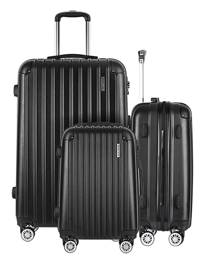 Hard Case Carry On Trolley Set 3 Piece in Black image 3