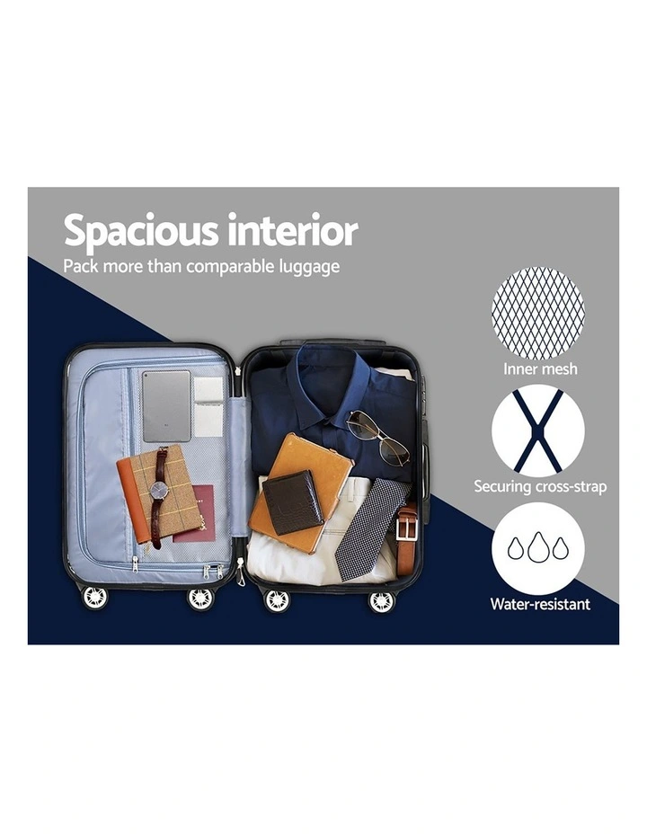 Hard Case Carry On Trolley Set 3 Piece in Black image 7